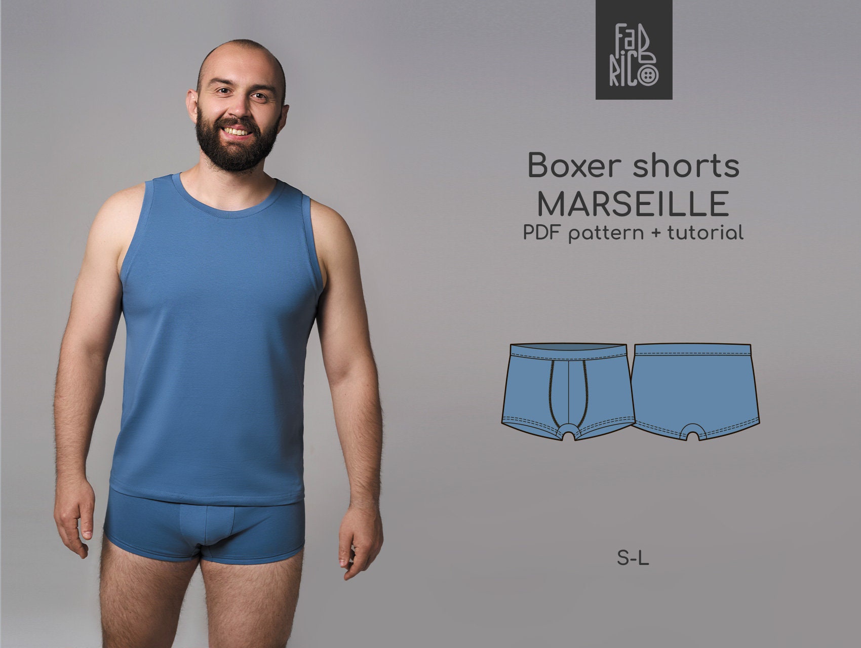 Men's Dual Pouch Boxer Brief Sewing Pattern PDF 