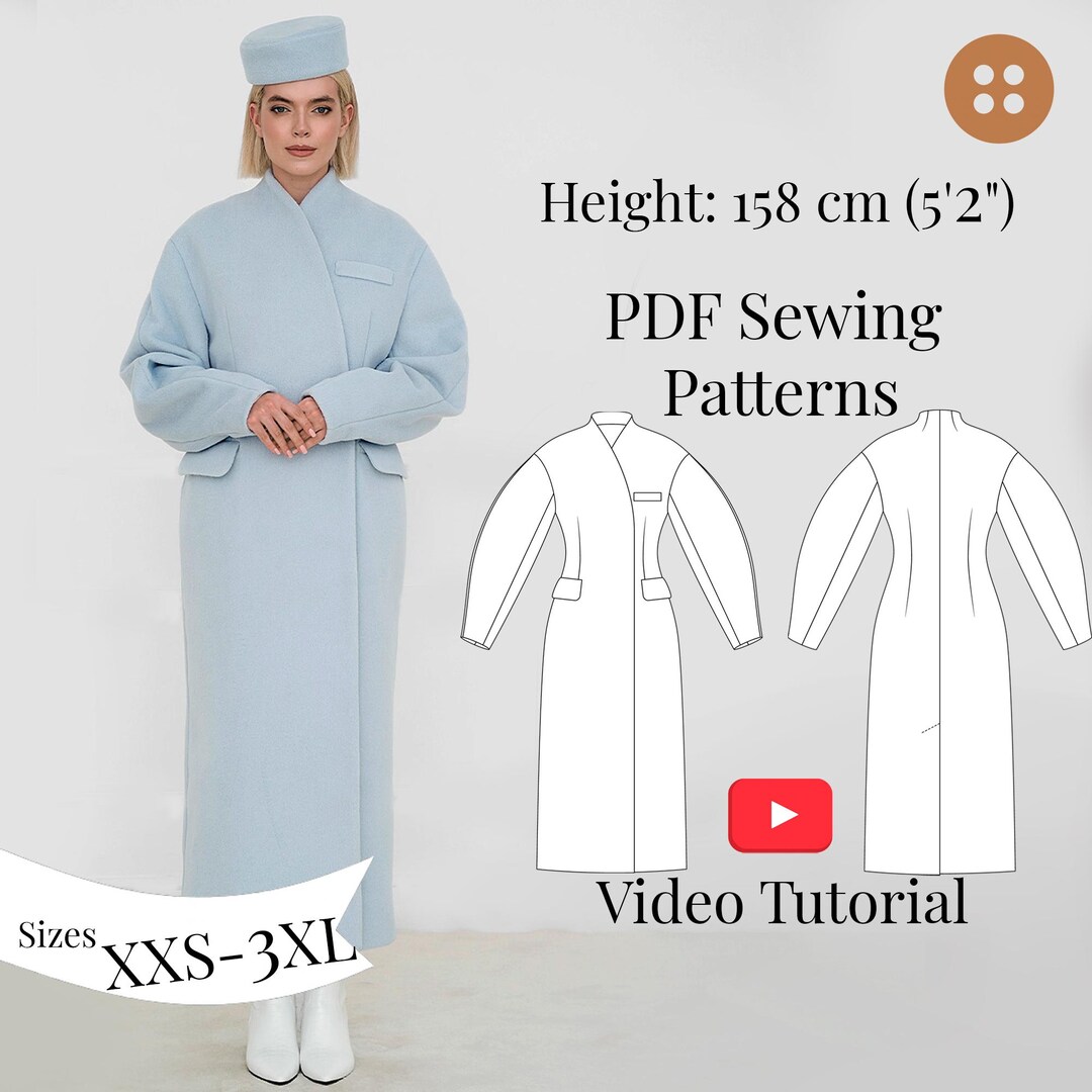 Pattern Height Petite Women Coat PDF Sewing Pattern/ Height 158 Cm (5'2