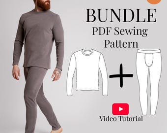 Men’s Thermal Underwear Sewing Pattern Bundle (PDF Pattern + Video Tutorial)