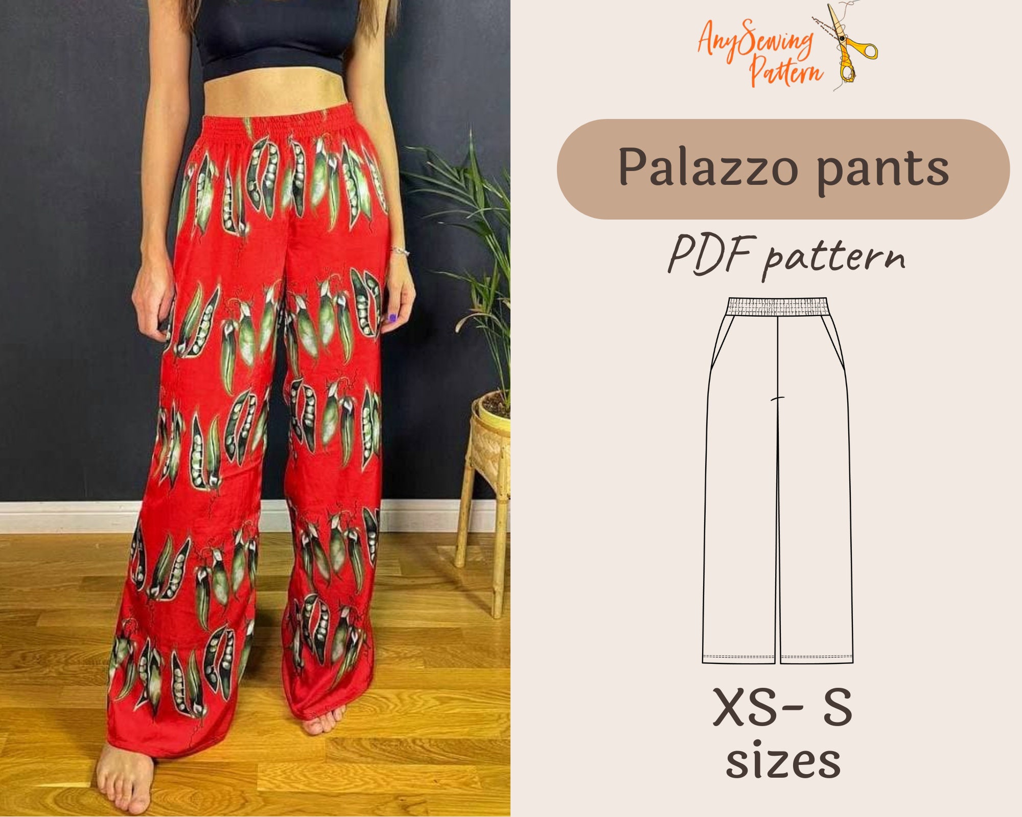 Palazzo Pants Women Pattern Wide Leg High Waisted Palazzo - Etsy