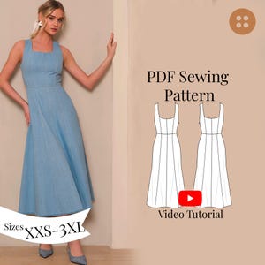 Sundress Sewing Pattern + Video Tutorial/ Sizes XXS-3XL