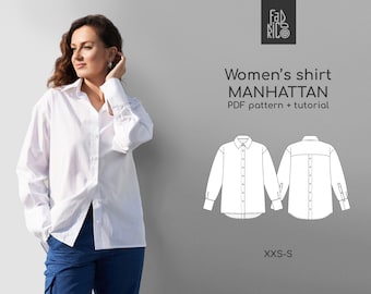 Woman Shirt Sewing Pattern PDF, Woman Blouse Pattern/ Sewing Tutorial / Sizes XXS-S