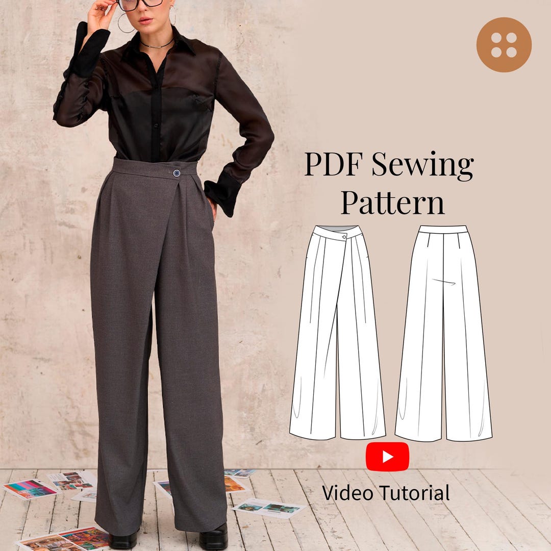 Wide Legs Women Pants PDF Sewing Pattern Sizes XXS-3XL