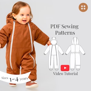 Baby Snowsuit Sewing Pattern: Kids Waterproof Jumpsuit (PDF Pattern + Video Tutorial)