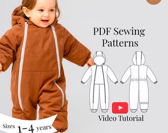 Baby Snowsuit Sewing Pattern: Kids Waterproof Jumpsuit (PDF Pattern + Video Tutorial)