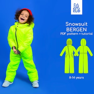 Kids Snowsuit pattern, kids overalls pattern / Sizes 128-164 / 8 - 14 years