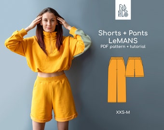 Women&#39;s shorts + pants Sewing Pattern PDF Sizes XXS - M/ Woman Trousers sewing pattern for beginners / Printable A4, A0, LETTER