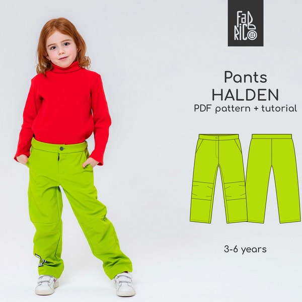 Toddler outdoor pants Sewing Pattern, kids outwear pattern PDF, Sewing Tutorial / Sizes 3 - 6 years