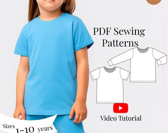 Kids T-Shirt Sewing Pattern + Video Tutorial: Sizes 1-10 Years