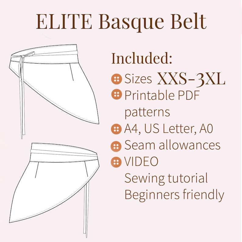 Basque Waist Pattern Basque Belt Sewing Pattern: Faux Leather Obi Belt (PDF Pattern + Video ...