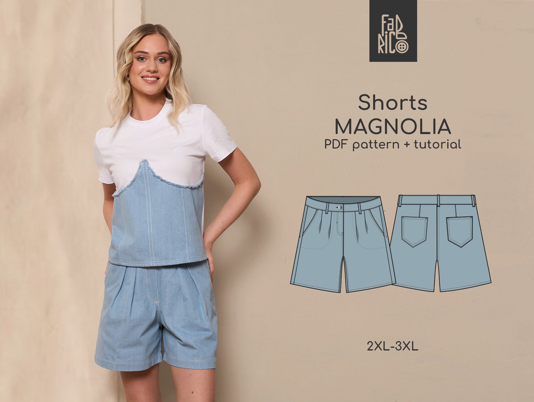 Denim shorts pattern hotsell