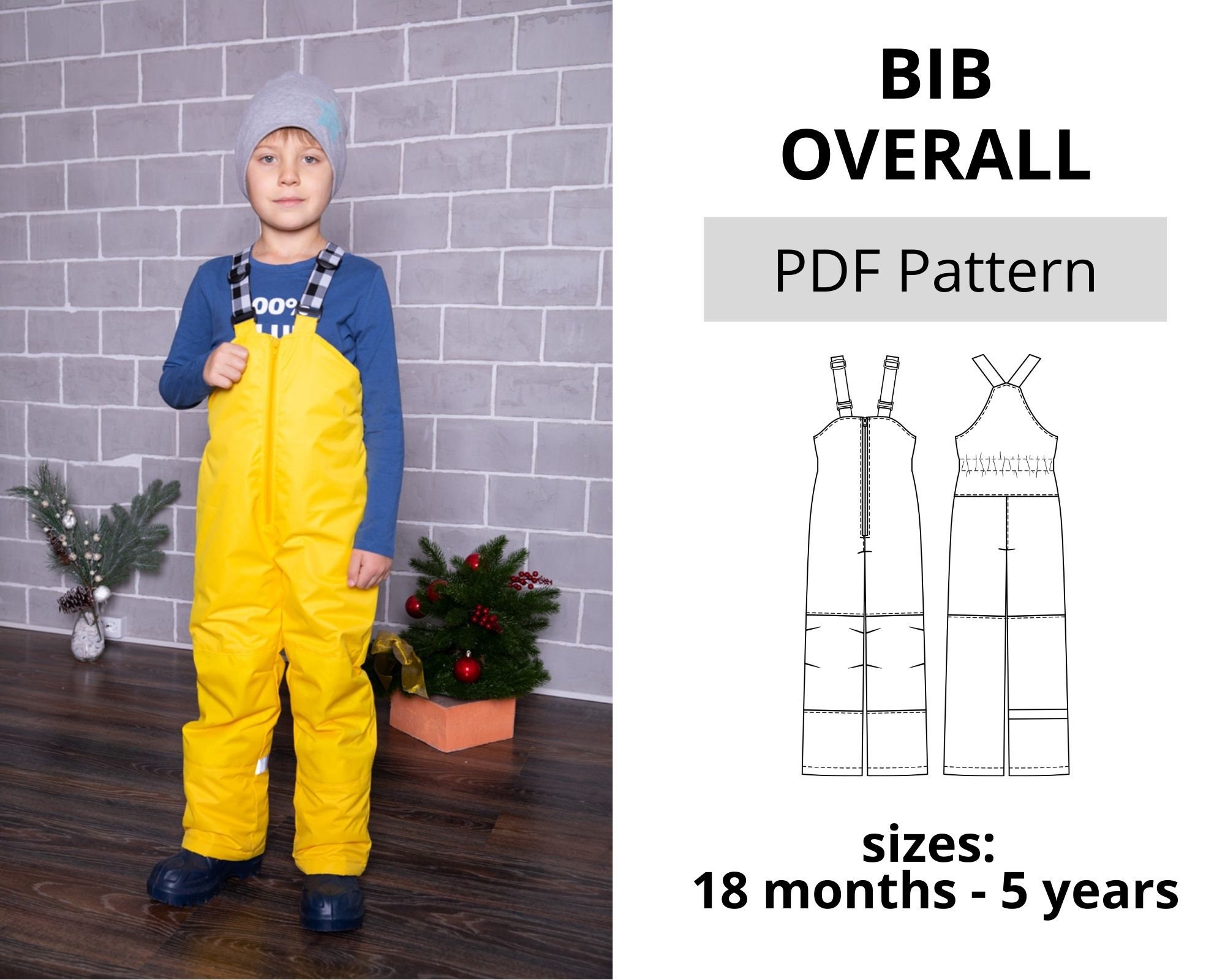 Bib overalls Sewing Pattern PDF and Sewing Tutorial / Sizes 18 Etsy