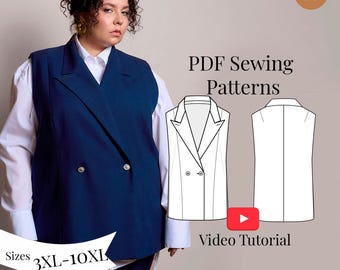 Plus Size Women’s Vest Sewing Pattern: Curvy Women (PDF Pattern + Video Tutorial)
