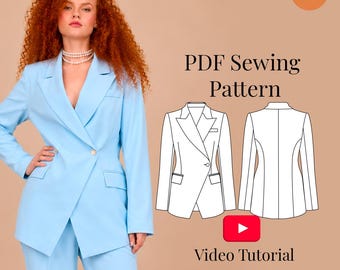 Fitted Blazer Sewing Pattern/ Sizes XXS-3XL/ PDF + Video Tutorial