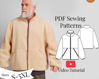 Sherpa Jacket Sewing Pattern: S-5XL (PDF Pattern + Video Tutorial)