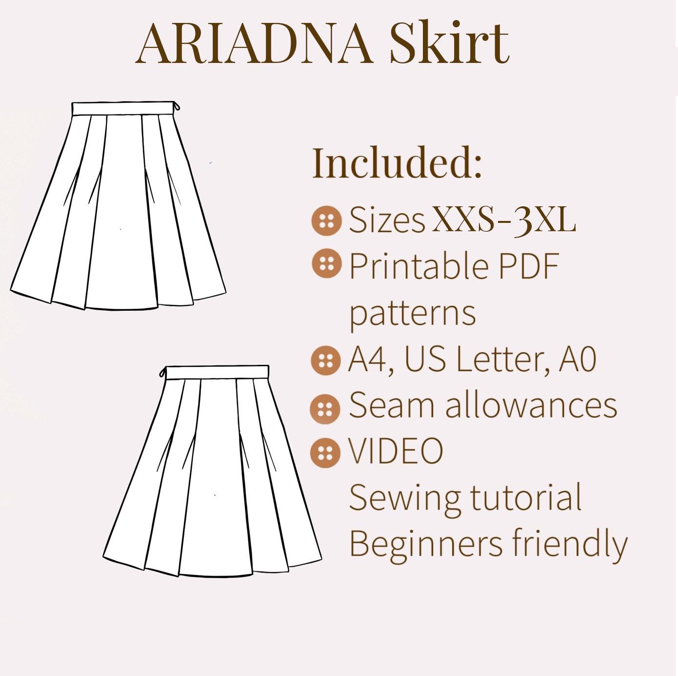 Pleated Mini Skirt Sewing Pattern (PDF Patterns + Video Tutorial ...