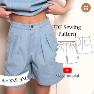 Women Shorts PDF Sewing Pattern XXS-3XL sizes / EU 34-48/ Cotton Shorts Digital Sewing Pattern/ Wide Leg Shorts pattern for Beginners