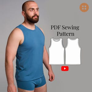 PDF-tanktop voor heren Naaipatroon S-5XL/hemd herenhemd/ Makkelijk te volgen naaipatroon heren singlet voor beginners