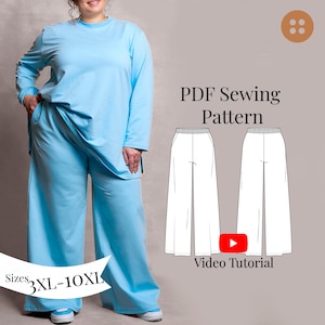 Plus Size Palazzo Pants Sewing Pattern: Curvy Fit 7XL-10XL (PDF Pattern + Video Tutorial)