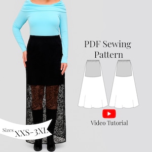 Patrón de costura para falda transparente: encaje o tul, tallas XXS-3XL (patrón en PDF + videotutorial)