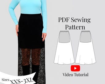 Sheer Skirt Sewing Pattern + Video Tutorial/ XXS-3XL