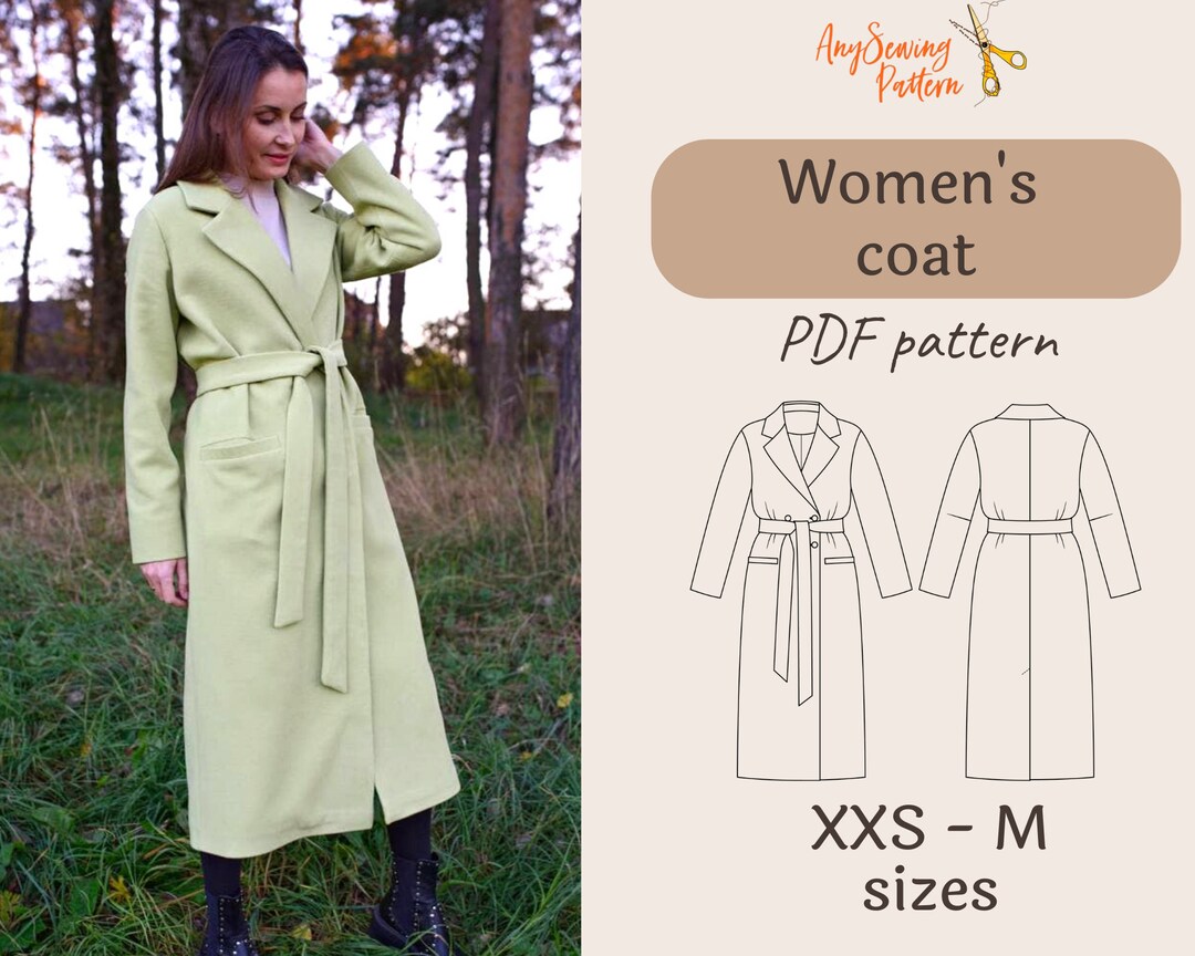 Woman Coat Pattern Trench Coat PDF Sewing Pattern / Sewing - Etsy