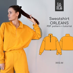 Trendy Woman Sweatshirt Sewing Pattern Sizes XXS – M| Cropped Sweatshirt PDF Pattern EU 34-40| Digital sewing pattern A4, A0, Letter