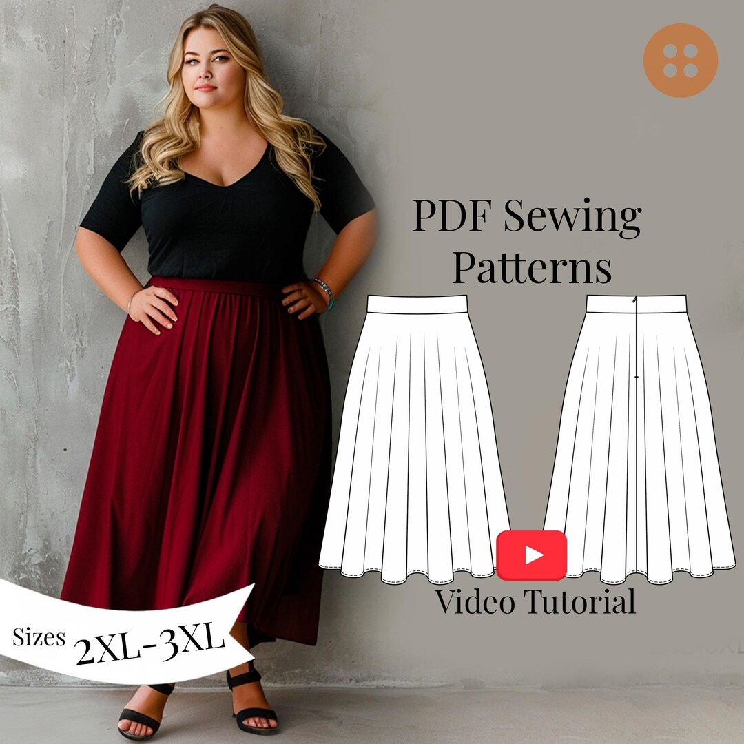Plus Size Half Circle Skirt Sewing Pattern Sizes 2XL-3XL (PDF Pattern ...