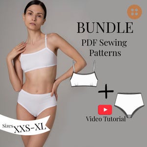Lingerie Bundle PDF Sewing Patterns/ Bra + Classic Panties Sizes XXS-XL/ Video Sewing Tutorial/ Lingerie Easy Pattern/ Easy sewing project
