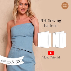 Patron de couture PDF corsage tailles XXS-3XL / UE 34-48 / patron de couture bustier en jean / patron corset pour débutants / patron numérique haut corset