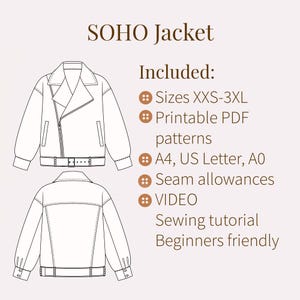 Biker Jacket Sewing Pattern + Video Tutorial)/ Sizes XXS-3XL - Etsy
