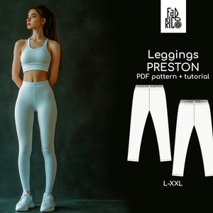 Leggings Sewing Pattern Sizes  L-XXL/ Yoga pants digital sewing pattern / High Waist Tights Pattern EU 42-46/Sports pattern /Fitness pattern