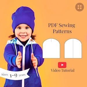 Kinder Beanie Mütze Schnittmuster: Grössen 1-9 Jahre (PDF Muster + Video Anleitung)