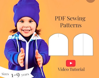 Kinder Beanie Mütze Schnittmuster: Grössen 1-9 Jahre (PDF Muster + Video Anleitung)