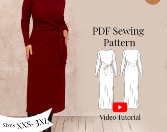 Patrón de vestido ajustado: Vestido tubo elástico, tallas XXS-3XL (Patrón en PDF + Videotutorial)