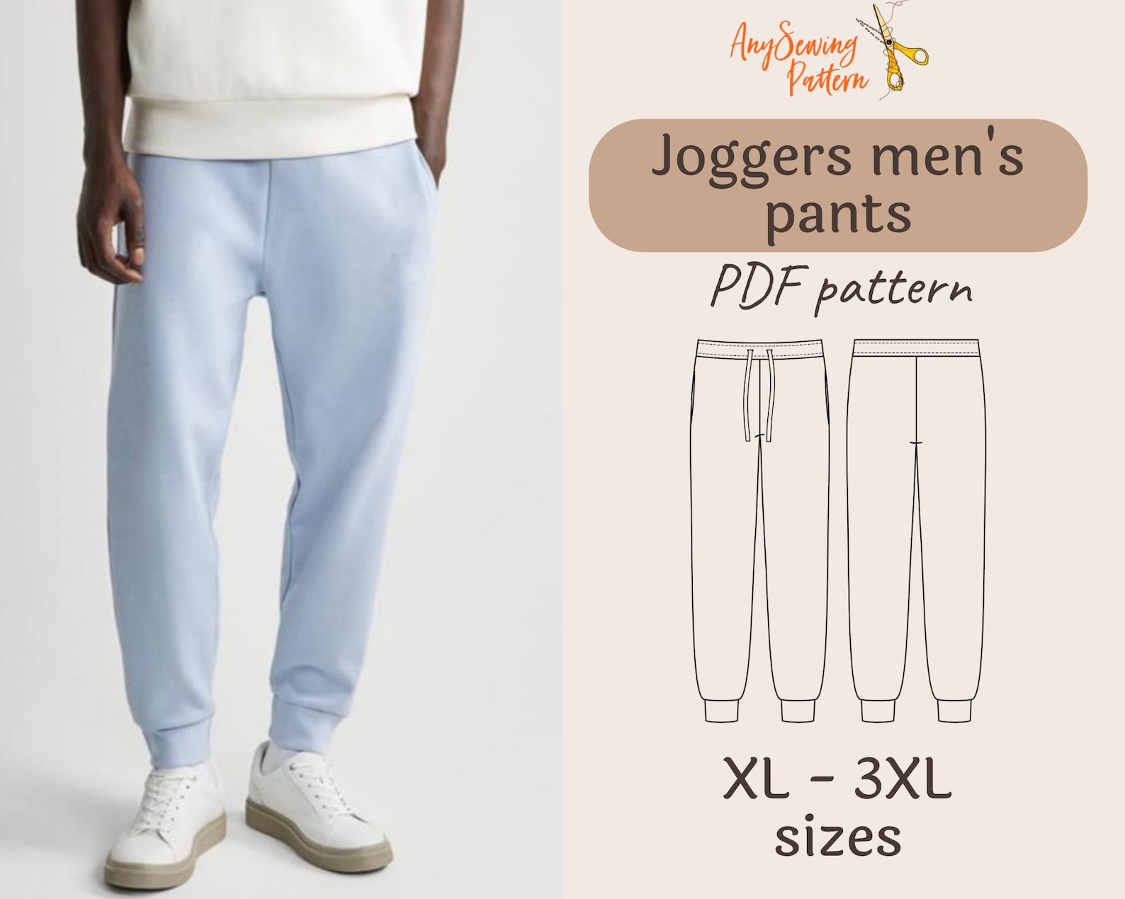 Joggers Men's Pants Sewing Pattern PDF and Sewing Tutorial Etsy