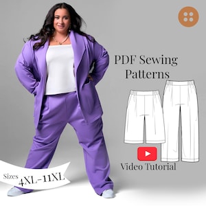 Plus Size Pants PDF Sewing Pattern + Video Tutorial (for Women's 4XL-7XL)