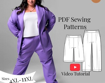 Plus Size Hose PDF Schnittmuster + Video Anleitung (für Frauen 4XL-7XL)