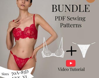 Lace Lingerie Sewing Pattern Bundle | Bra & Panties (PDF Pattern)