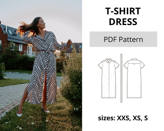 T-shirt dress Sewing Pattern PDF / Sewing tutorial / Sizes | Etsy
