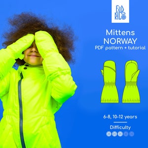 Kids Mittens PDF Sewing Pattern sizes 6-12 years/ Waterproof Children's mittens sewing pattern/ Sewing video tutorial for beginners