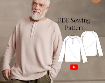 Männer Raglan Ärmel T-Shirt Schnittmuster + Video Anleitung / Grössen S-5XL