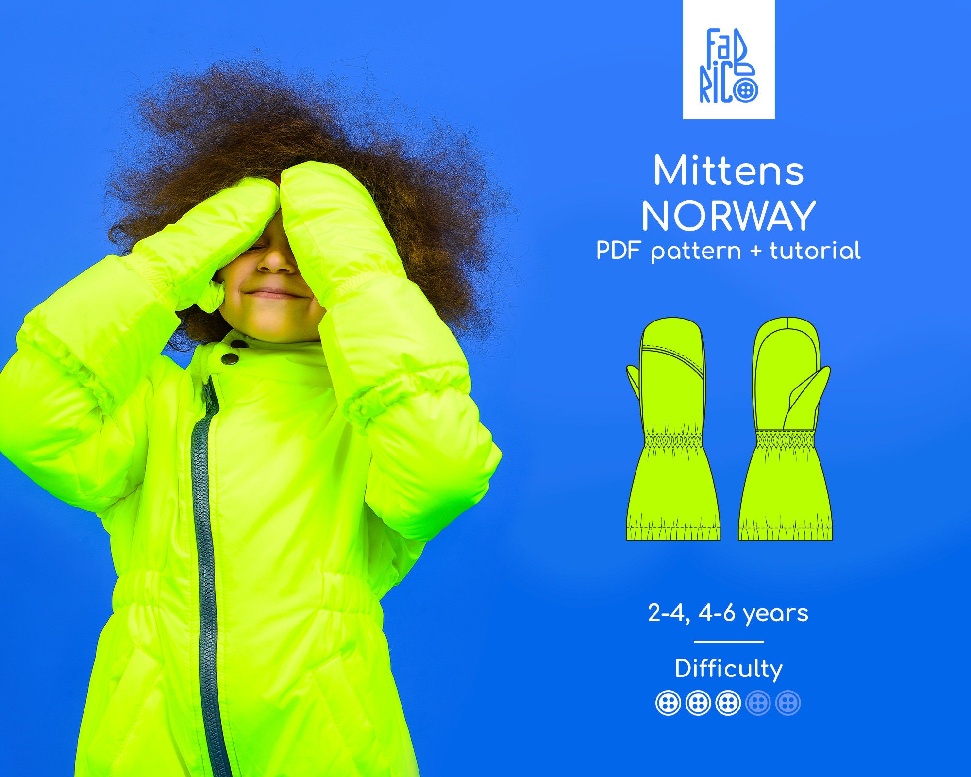 Mittens Sewing Pattern PDF / Children Mittens Sewing Tutorial / Sizes 2-4,  4-6 Years 