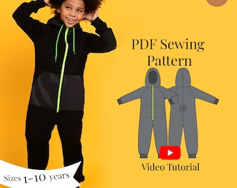 Kids Jumpsuit Sewing Pattern: DIY Romper, Sizes 1-10 Years (PDF Pattern)