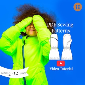Kids Waterproof Mittens Sewing Pattern: Sizes 2-12 Years (PDF Pattern + Video Tutorial)