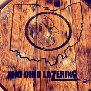 Laser engraved Custom Whiskey Barrel lids for Man caves Wedding Gifts Guest book Anniversary Gifts Rustic Decor