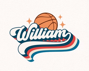 Basketball Custom Name Png Personalized Logo Retro Vintage Sport Ball Team Player Png Files For Sublimation Printable Digital Download
