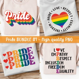 Lgbt-bundel Pridemaand Regenboogvlag Liefde Empathie Respect Inclusie Vrijheid Gelijkheid Png-bestanden Afdrukbaar Digitaal Downloaden