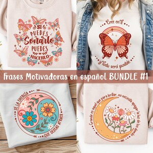 Paquete Frases motivadoras en español Archivos png para sublimación Descarga digital imprimible transparente Frase positiva Inspiración Boho