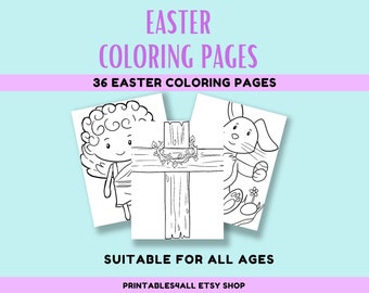 36 EASTER Children and Adult Coloring Pages Relaxation Therapy With A Sweet and Spiritual Twist Printable Set of Coloring Pages